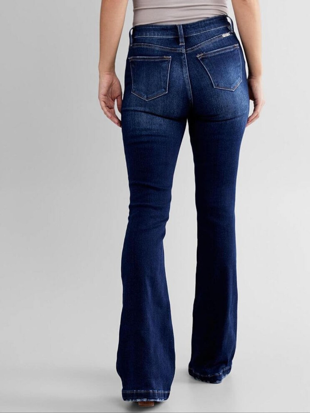 KanCan Kennedy Dark Wash Distressed Flare Jeans Mid Rise Stretchy Womens 13/30 - Picture 3 of 12
